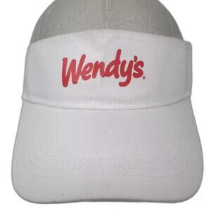 Hit Wendy's Logo Visor Hat White Red Strapback One Size Cotton Embroidery 100%